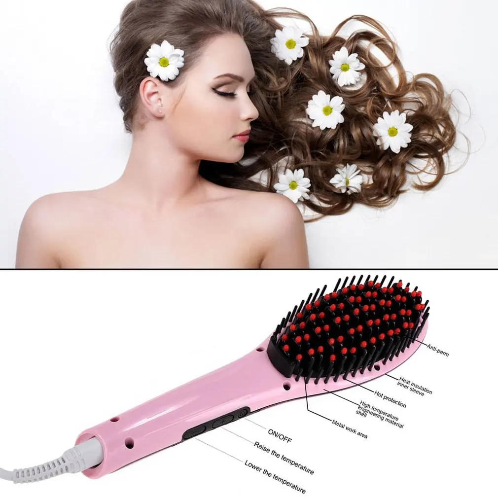 Silky And Smooth Results Professional Electric Fast Straightening Irons Magic Comb With Lcd Display Straight Hair Styling Tool