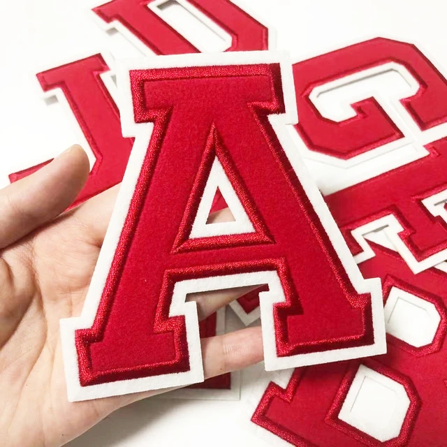 New Red Embroidery Letter Iron on Patch Name Letters Patch For