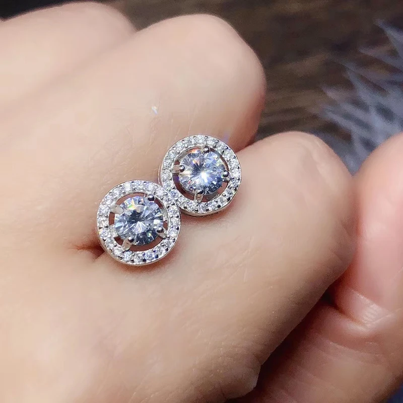 Женские серьги из серебра 925 пробы бриллиантовые 5 мм ювелирные изделия