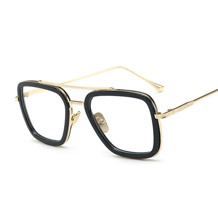 Мстители Tony Stark Flight style солнцезащитные очки для мужчин и женщин квадратный фирменный дизайн солнцезащитные очки Мужские Женские Lunette De Soleil Homme ретро - Цвет линз: GoldBlackTrans