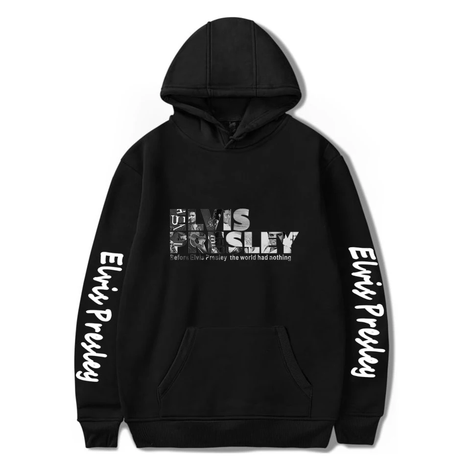 New Printed Elvis Presley Hoodies Men Women Hot singer Sweatshirt Love pullovers Winter Black Hoodie | Мужская одежда
