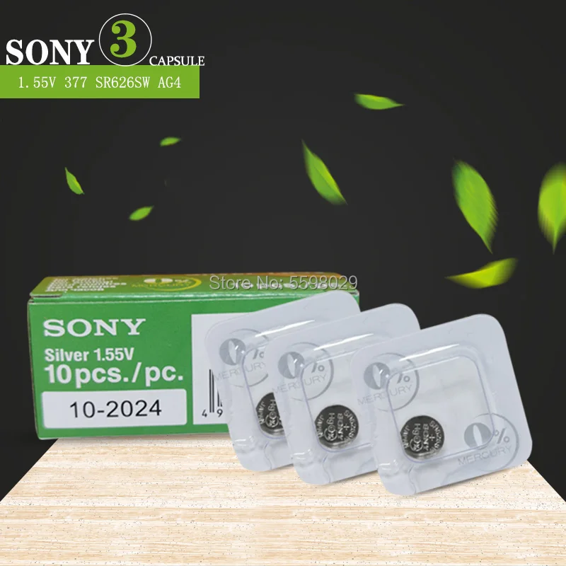 3 uds SONY 1,55 V AG4 LR626 377 baterías de botón G4 SR626 177 celular de la moneda de plata de óxido de 626A 377A CX66W grano embalaje