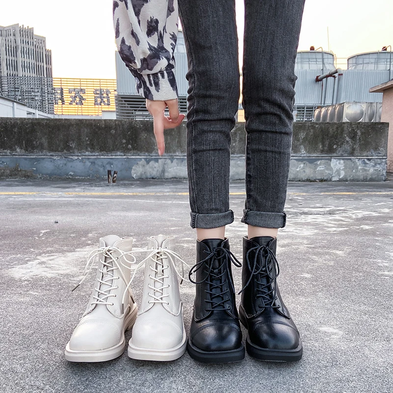 Women's Winter Boots Short Plush Black Beige Fashion Boots Leather Ankle Boots Casual Warm Martin Boots Boots Female Women Shoes