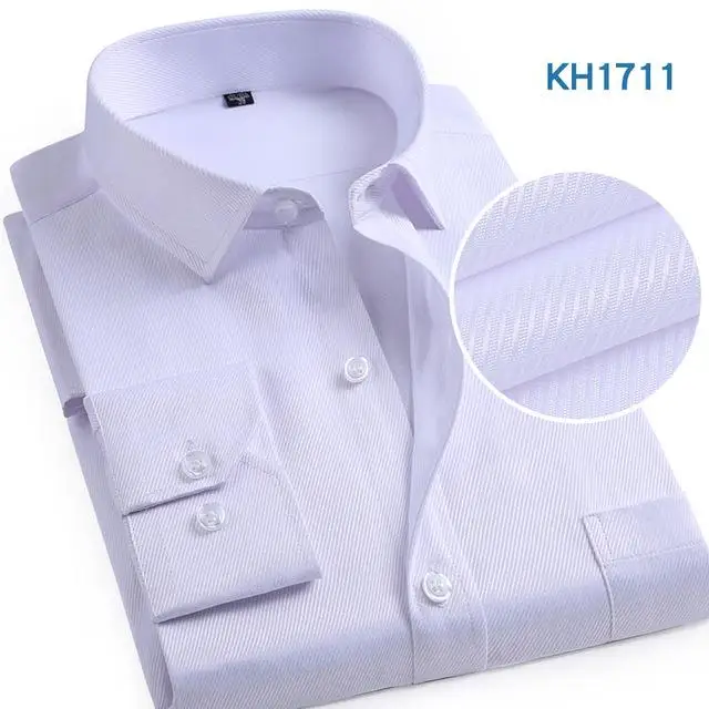 KH1711 Мужская рубашка с длинным рукавом, тонкая, белая, твил, Camisas, повседневная, без железа, официальная, роскошная, Camisetas Masculinas, черная, плюс размер, рубашка - Цвет: KH1711