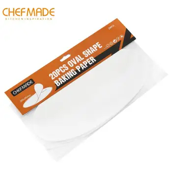 

CHEFMADE Baking Paper, 20PCS Oval Shape Non-Stick Silicone Oven Baking Mat Pad, FDA Approved