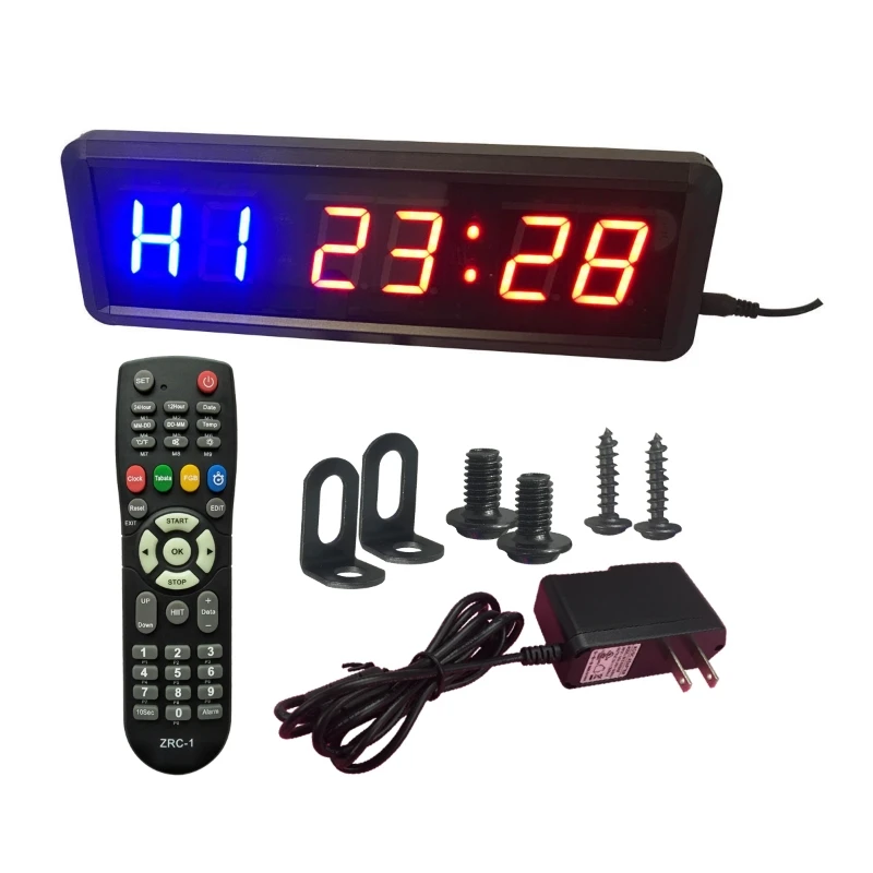 

Gym Timer Stopwatch with Remote for Gym Fitness Training Ideal Interval Timer Clock with Wall Mount Brackets