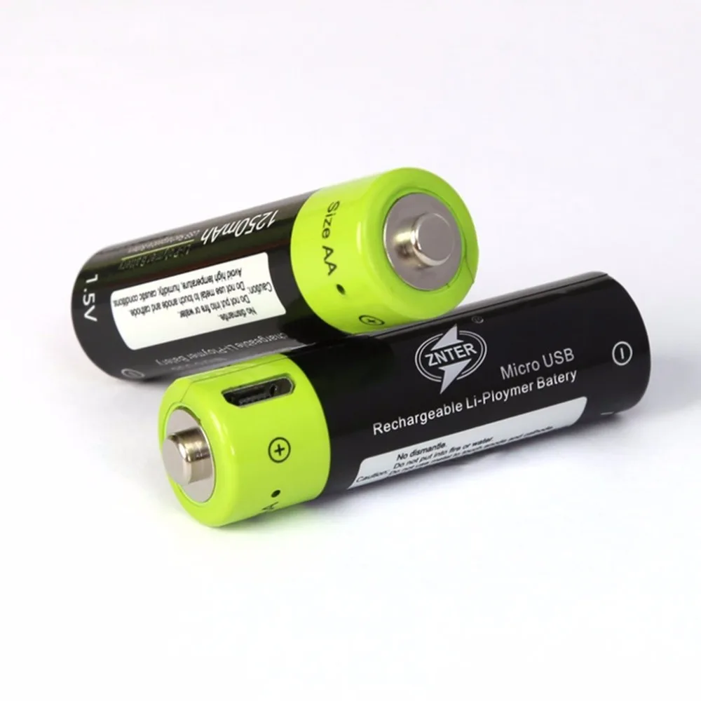 Online 4PCS ZNTER ZNT5 1 BR AA 1,5 V 1250mAh USB Aufladbare Lithium Polymer Batterie Schnell Lade durch Micro USB Kabel für Elektronik