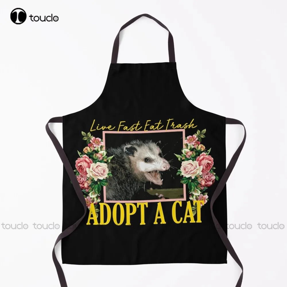 

New Adopt A Cat Possum Floral Aesthetic Possum, Opossum, Funny Possum, Local Street Cat Apron Personalized Custom Cooking Aprons