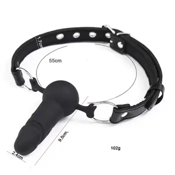 Face Strapon Dildo Bondage Boutique Leather and Studs Dildo Gag Couple Oral Sex Double-Ended Dildos Open Mouth Dong Plug Lesbian 3