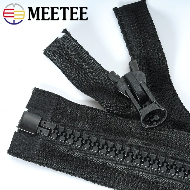 Meetee 8# черно-белая молния из смолы экологически чистые Open-end молнии для куртки пальто спальный мешок палатка молнии DIY Швейные аксессуары