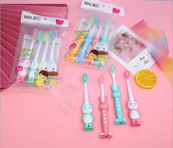 

HOT 4pcs/set Household Cartoon Toothbrush Children Bamboo Charcoal Soft Hair Set Silicone Cute Clean Teeth Brushing Toothbrush