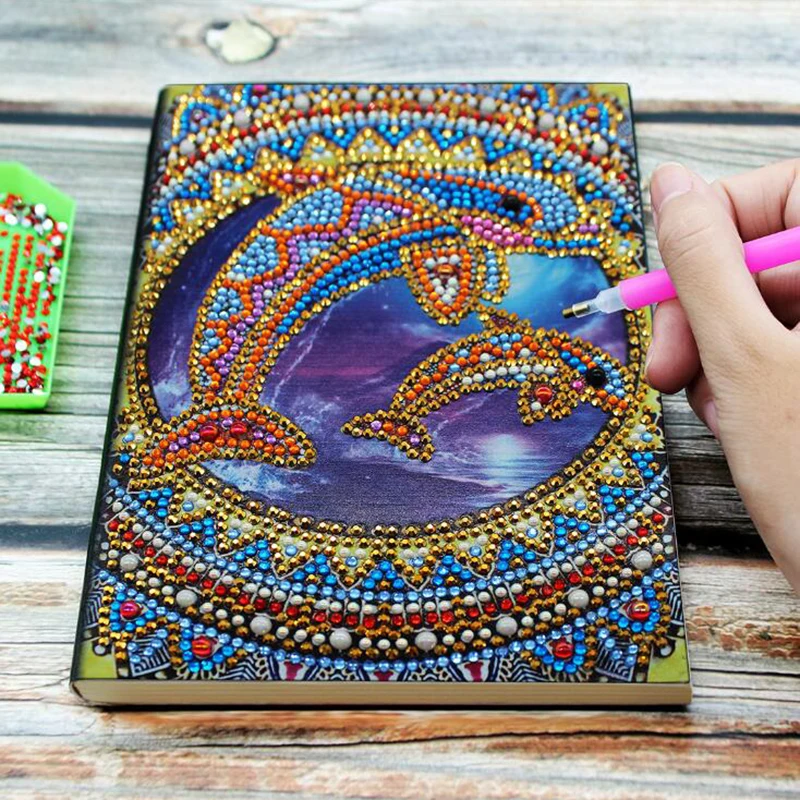

DIY Creative Special Shaped Diamond Painting Notebook dolphin Diary Book A5 Notebook Embroidery Diamond Cross Stitch Craft Gift