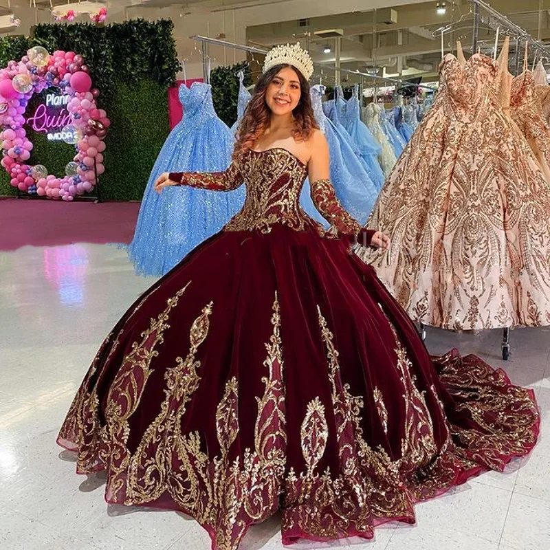 burgundy and gold 15 dress