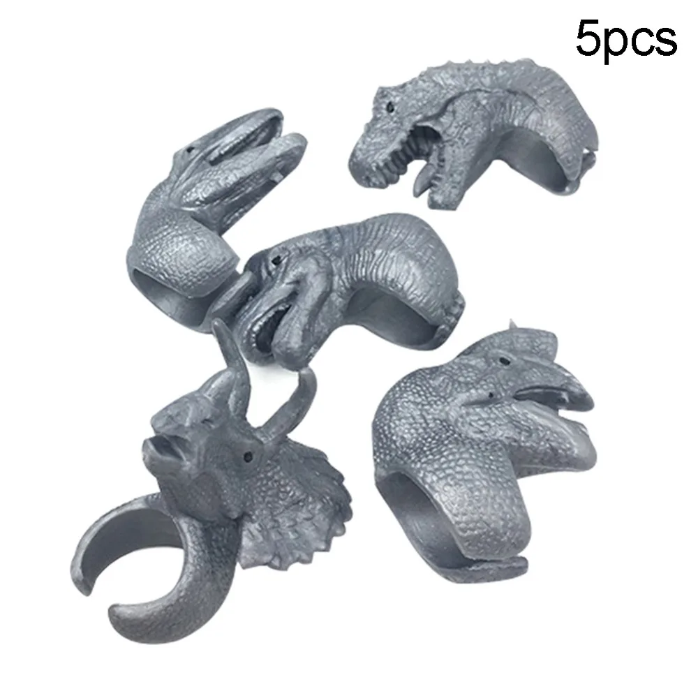 5Pcs Children Simulation Dinosaur Finger Ring Trick Party Props Interactive Toy