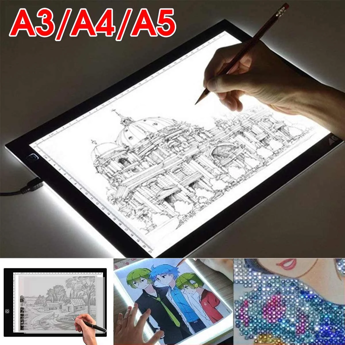 Графический планшет A3, A4, A5, светодиодный планшет для рисования, художественный трафарет, трафарет для рисования, Настольный светильник, электронный планшет для письма