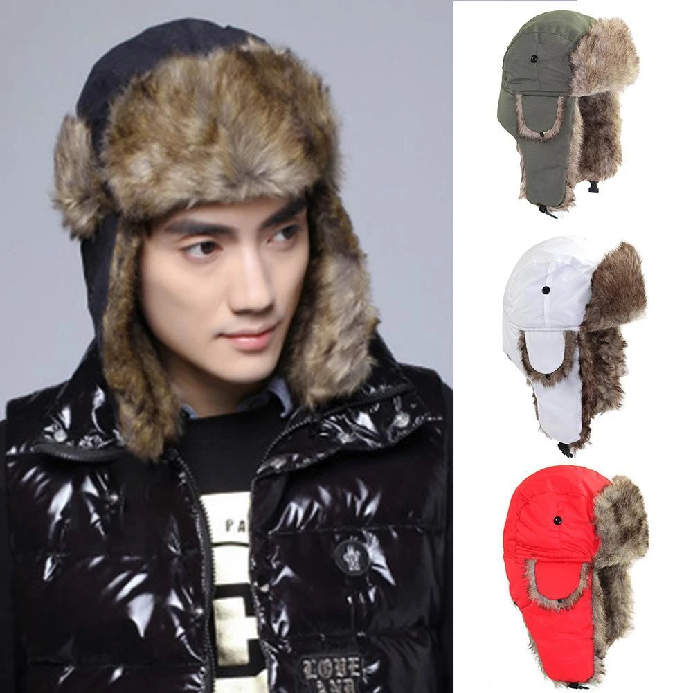 Unisex Warm Hat Men Women Winter Trapper Aviator Trooper Windproof Fluffy Cap Earflap Fur Faux Fashionable Headwear S J2V5 thermal aviator bomber winter hat