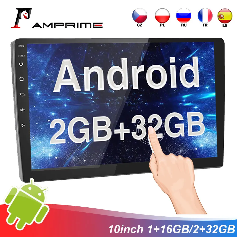 Автомагнитола AMPrime на Android 10 1 дюйма 2 Din 2G + 32G стерео Gps Wi Fi навигация Bluetooth видео плеер задняя