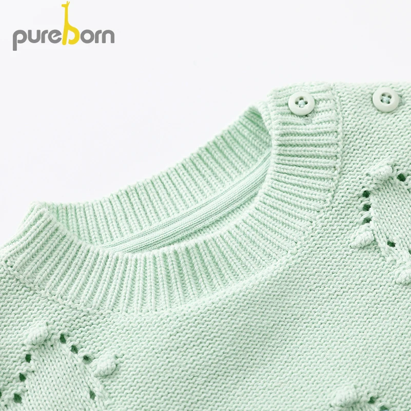 Pureborn/вязаные свитера для малышей; Верхняя одежда для новорожденных; повседневные топы с длинными рукавами; Одежда для мальчиков и девочек; сезон весна-осень-зима