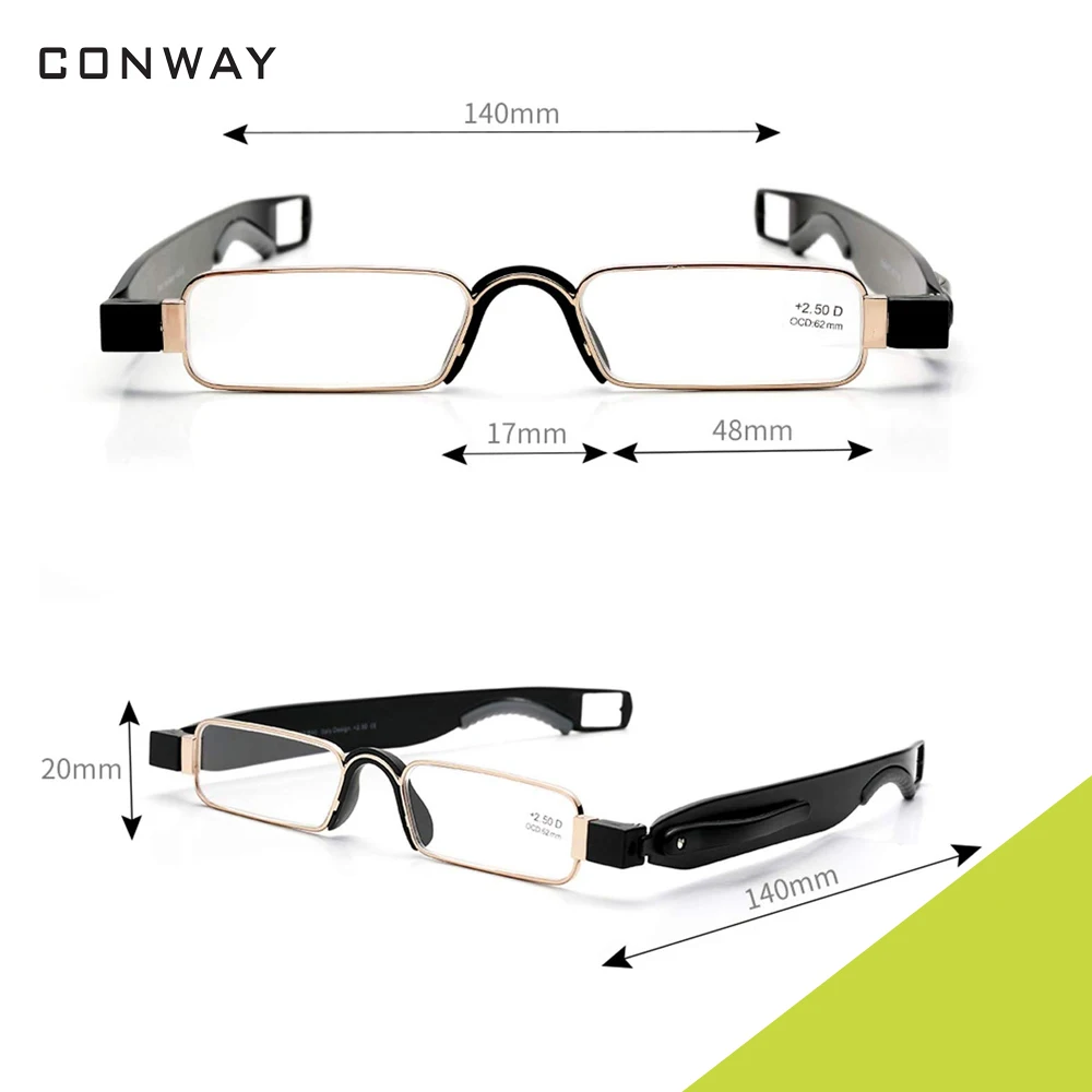 Складные очки для чтения Conway, вращающиеся на 360 градусов, портативные очки для чтения с зажимом для ручки, легкие TR90, карманные трубки для чтения для мужчин и женщин