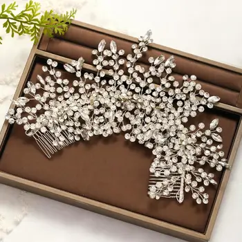

Wedding Hair Accessories Luxury Headpieces Combs Silver Color Headbands Rhinestones Hairbands Headwear For Party Bridal Jewelry