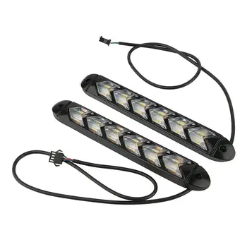 

Lights LED 6 LED Strip Light DC 12V 2pcs 5000-6000K Waterproof Light Strip Daytime White+Yellow Lamp