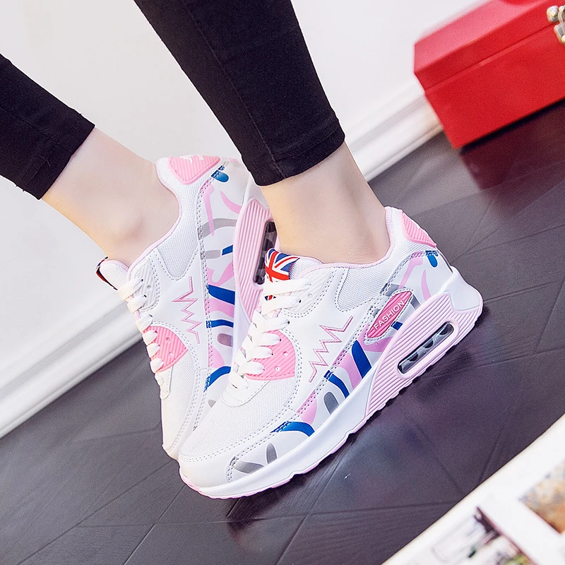 Кроссовки для студентов; женская кружевная Обувь На Шнуровке Air Sole, сеткой и круглыми с ремешками крест-накрест обувь для отдыха повседневная спортивная обувь для тренировок на улице, обувь для фитнеса - Цвет: 5