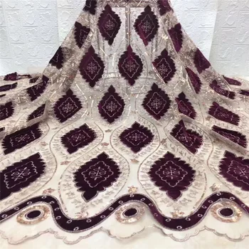 

Latest Velvet French Net Lace Fabric With Sequins Lace 2019 New High Quality African French Velvet Lace Fabric For Wedding Dress