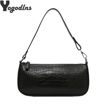 

Retro Alligator Skin Pattern Female Small Handbags Short Strap Shoulder Bags Phone Purse Baguette Bag High Quality PU Leather