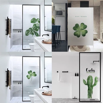 

Plant Frosted Window Glass Sticker Light Opaque Bathroom Sliding Door Window Film Decoration Personality Creative