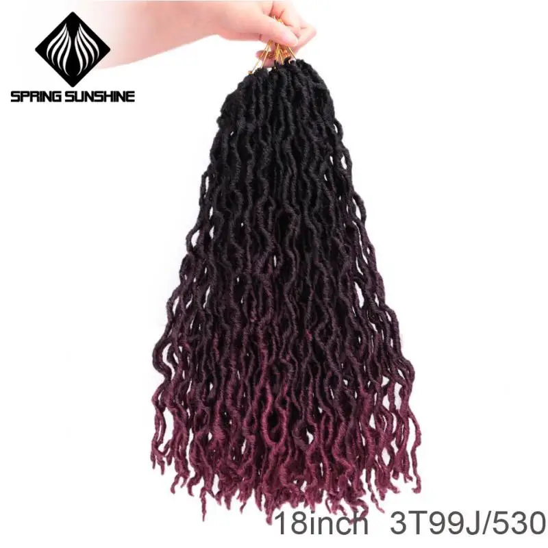 Весна Солнечный свет Синтетический Nu Locs 12 18 дюймов богиня Faux Locs Curly вязание крючком волосы Exntension для черных женщин косы волос плетение - Цвет: #8