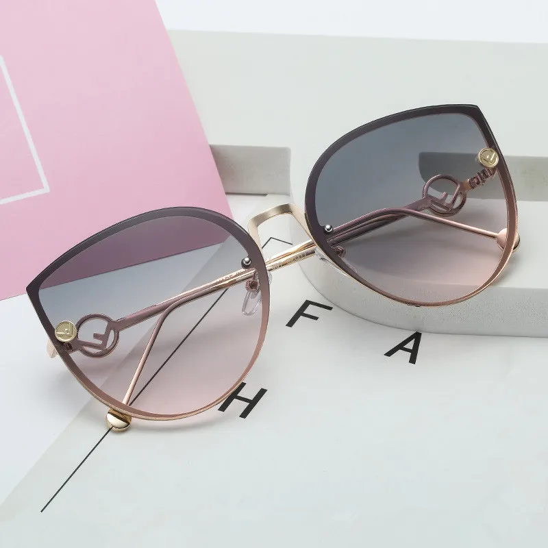 Fashion Big Box Women Sunglasses Driver Goggles New Cat Eye Sunglasses Women's Ocean Glasses Sunglasses Sexy Women Fashion - Название цвета: Green Pink