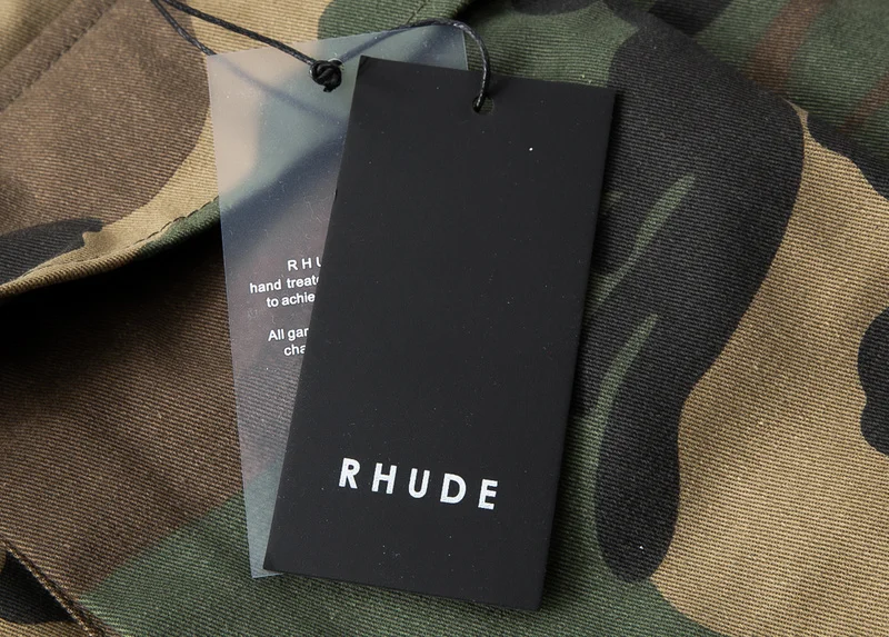 RHUDE куртки Для мужчин женщин шить уличная камуфляжная куртка ветровка пальто с