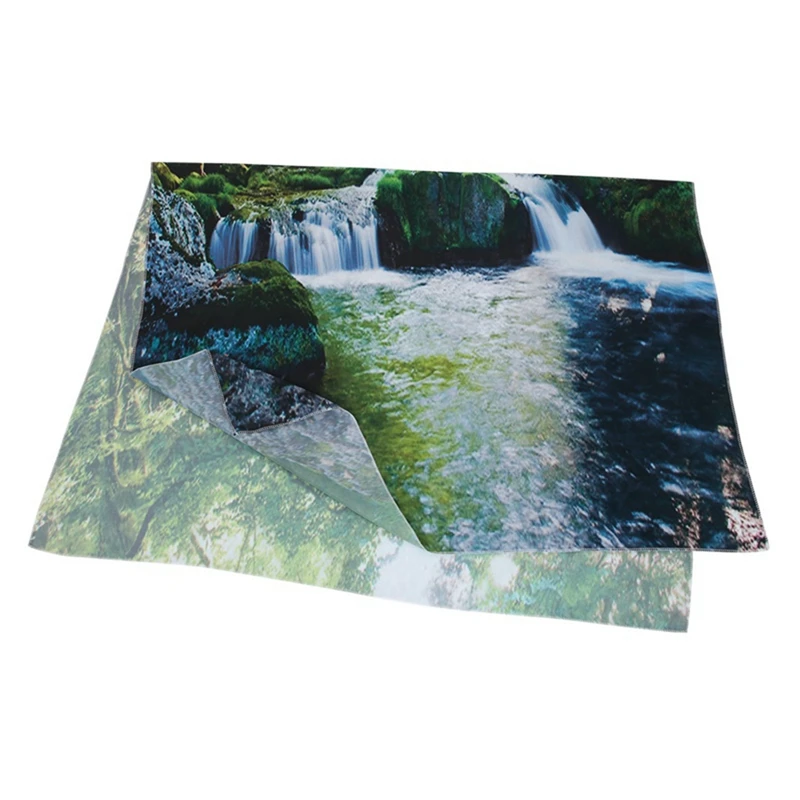 1pcs Green Tapestry Rainforest Waterfall Decor, Green with Rocky Waterfall Pond Runoff Scenic Nature Picture Wall Hanging Tapest