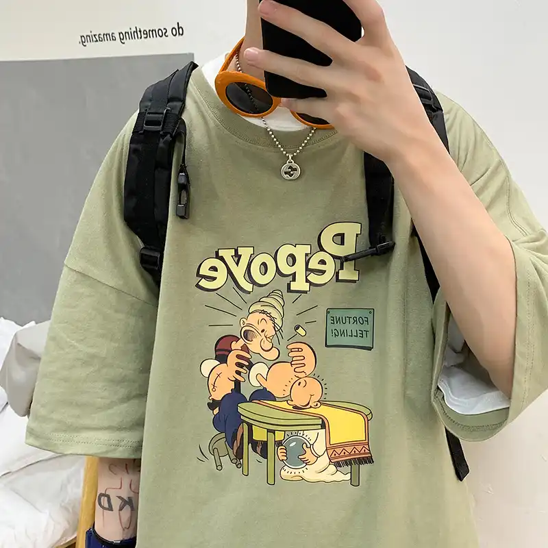 アニメプリントのtシャツシャツ男性の韓国のファッションボーイフレンド服ティーンルーズフィットグラフィックtシャツ綿特大原宿ストリート T Shirts Aliexpress