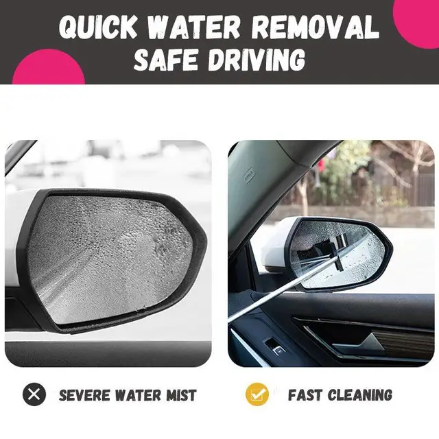 1pcs portable Retractable rear-view Mirror Wiper Quickly Wipe Water,Water mist and dirt,For Auto glass Cleaning Tool 2