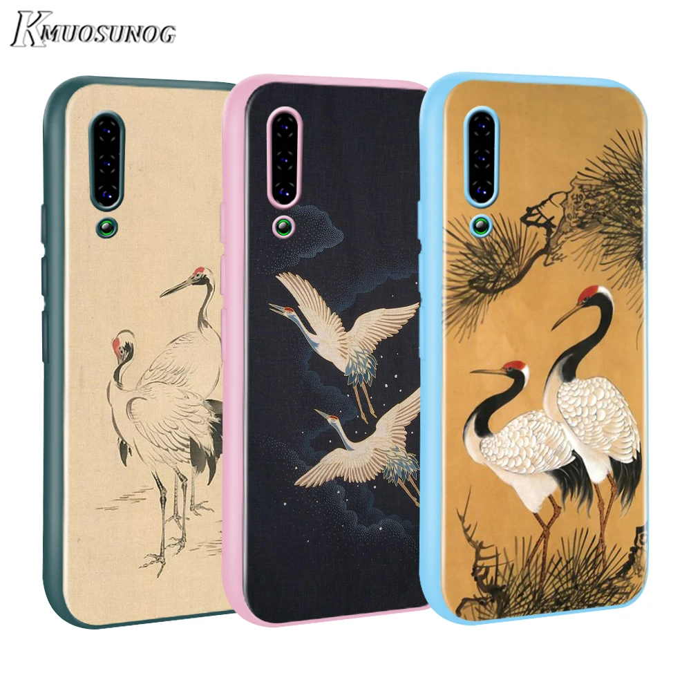 

Cute Japanese Bird Crane Baseus Candy Color Cover for Xiaomi Mi NOTE 10 9 8 Pro 9T SE A1 A2 A3 CC9 SE Lite F1 Phone Case