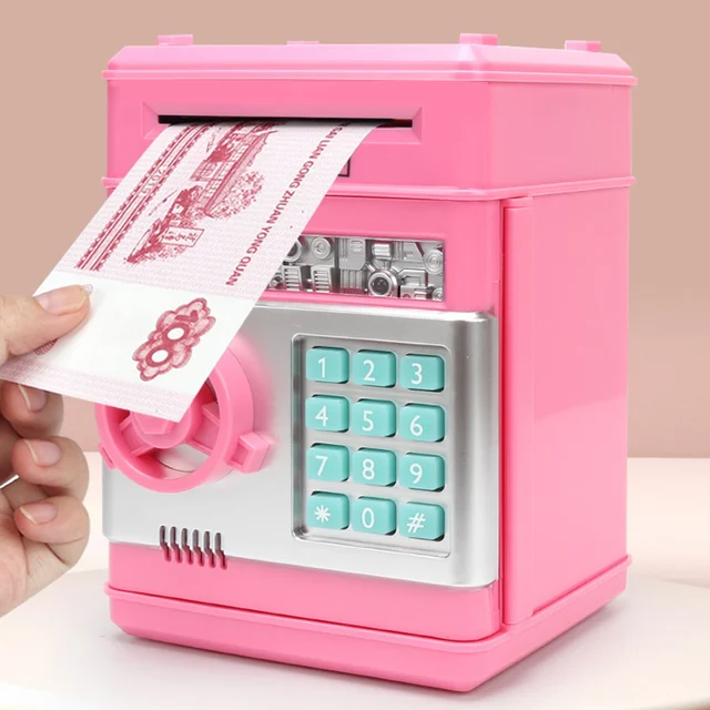 ATM Mini Password Money Box Electronic Piggy Bank Safety Chewing Cash Coins Saving Box Automatic Deposit Banknote Kids Gift 2