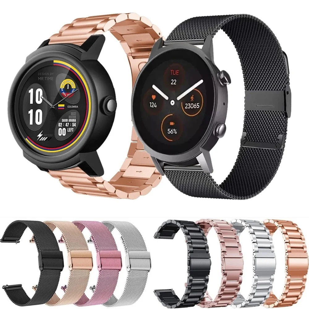 

20mm Stainless Steel Wrist Strap For Ticwatch E3 E 2 Metal Mesh Loop Bracelet For Ticwatch GTH Smart Watch Bands Accessories