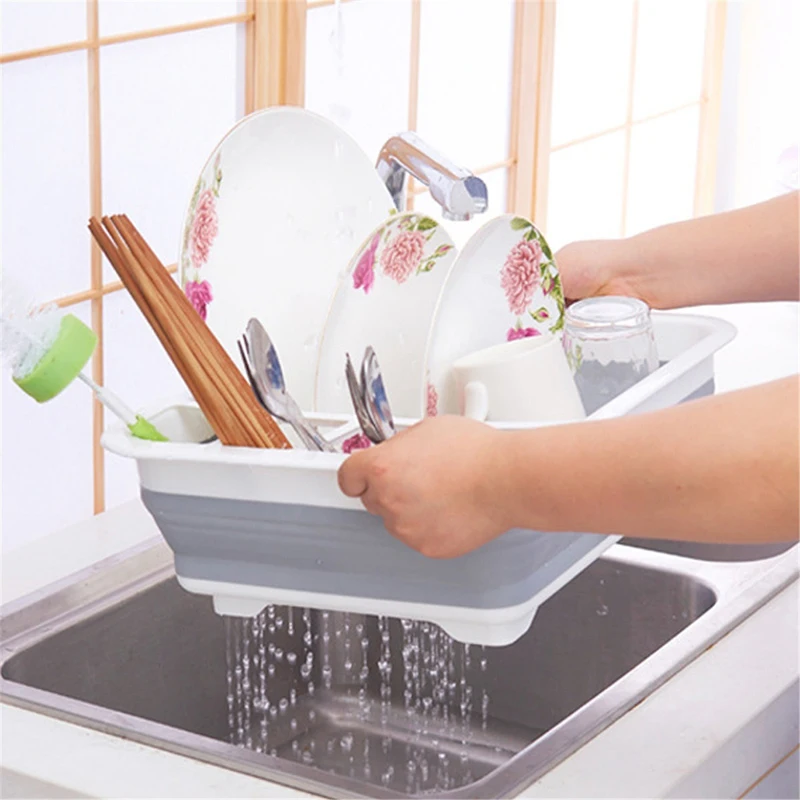 

Foldable Dish Rack Kitchen Storage Holder Drainer Bowl Tableware Plate Portable Drying Rack Home Shelf Dinnerware