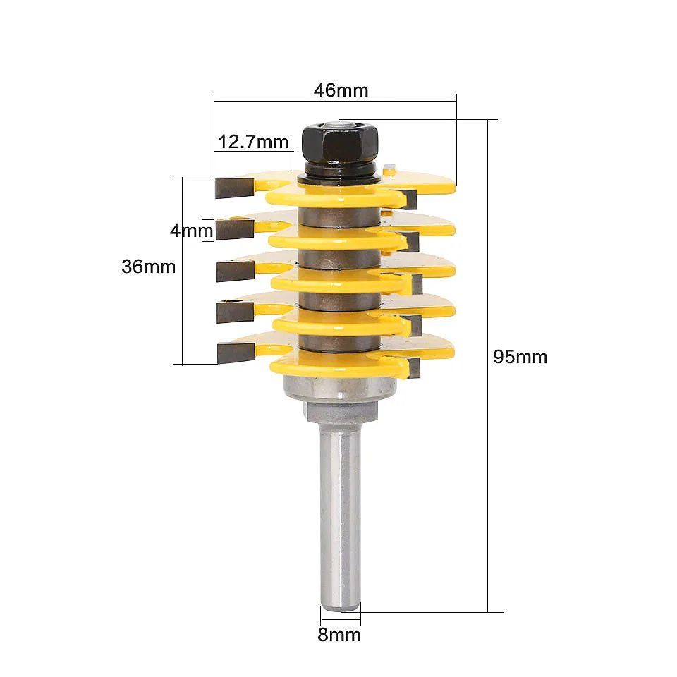 router bit WAVEWAY 8 мм хвостовик коробка шарнирный маршрутизатор бит-Регулируемая 5 лопасть-3 Флейта-" хвостовик для дерева шип резак для деревообработки инструменты - Длина режущей кромки: router bit
