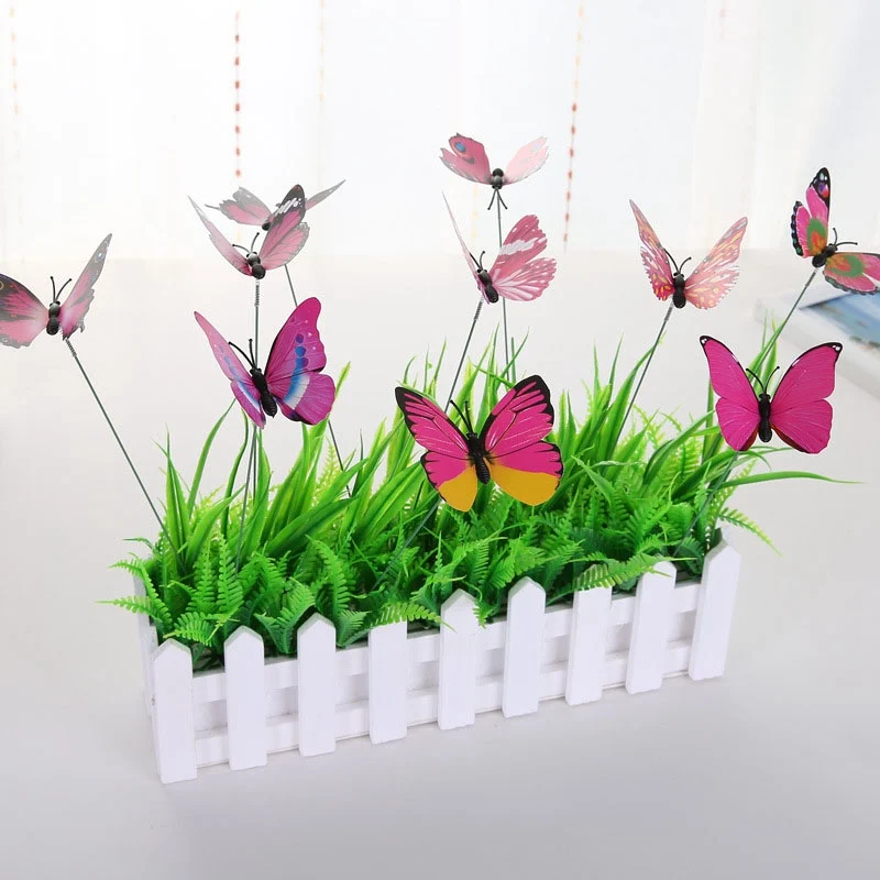 Artificial Butterfly Garden Decorations Simulation Butterfly Stakes Yard Plant Lawn Decor Fake Butterefly Random Color