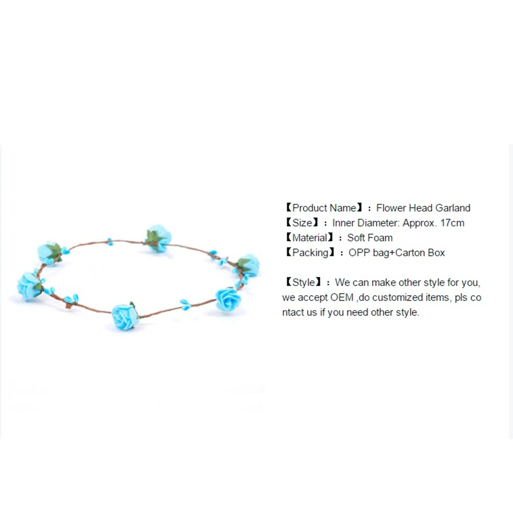 12pcs Multicolor Artificial Rose Flower Head Garland Wedding Bridal Tiara Wreath Hair Garlands Simulation Floral Headband O17