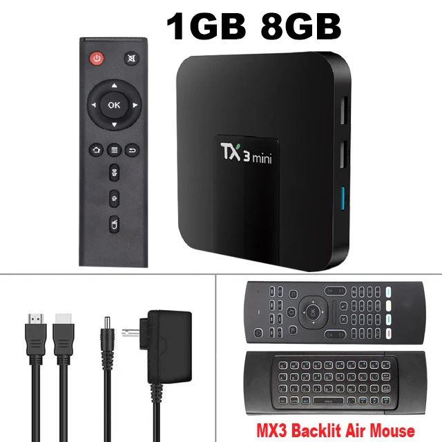 1G8G-MX3 Air Mouse TX3 Мини Android 7,1 Smart tv Box 1G/2G 8G/16G Amlogic S905W четырехъядерный DDR3 H.265 4K HD 2,4G WiFi IP tv медиаплеер телеприставка - Цвет: 1G8G-MX3 Air Mouse