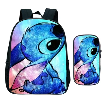 

2Pcs/set Stitch Backpack Kids School Bags for Girls Boys Kawaii Kindergarten Backpack Students Mini Bookbag Gift Bag + Pen Case