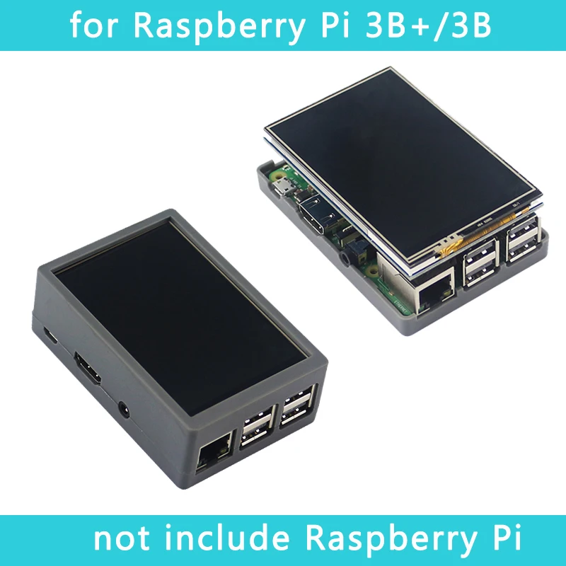 Raspberry Pi 3 Model B+ 3,5 дюймов сенсорный экран 480*320 TFT lcd+ ABS Чехол черный серый коробка также для Raspberry Pi 4 Модель B/3B