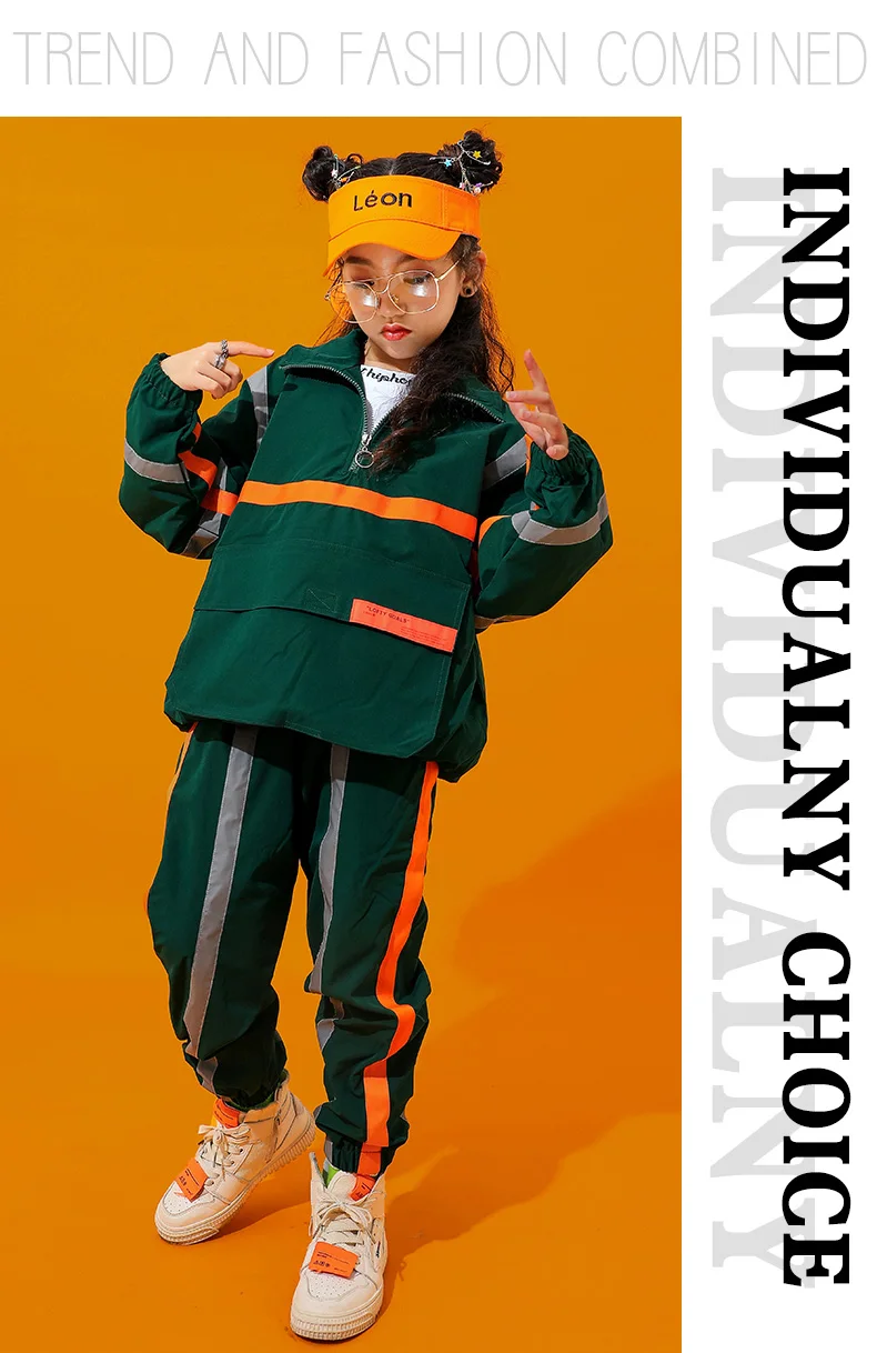 Детский танцевальный костюм в стиле хип-хоп платье в стиле джаз для девочек костюм для выступлений уличная одежда с длинными рукавами осенне-зимнее модное платье BI019
