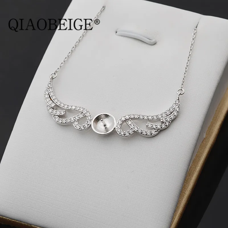QIAOBEIGE DIY крепление для украшений Мода 925 стерлингового серебра ювелирные изделия мать жемчуга ожерелье угловая форма жемчужное ожерелье