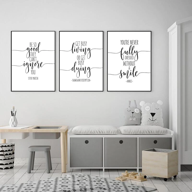 Минималистский мотивационные фразы черный белый цвет холст картина печатный