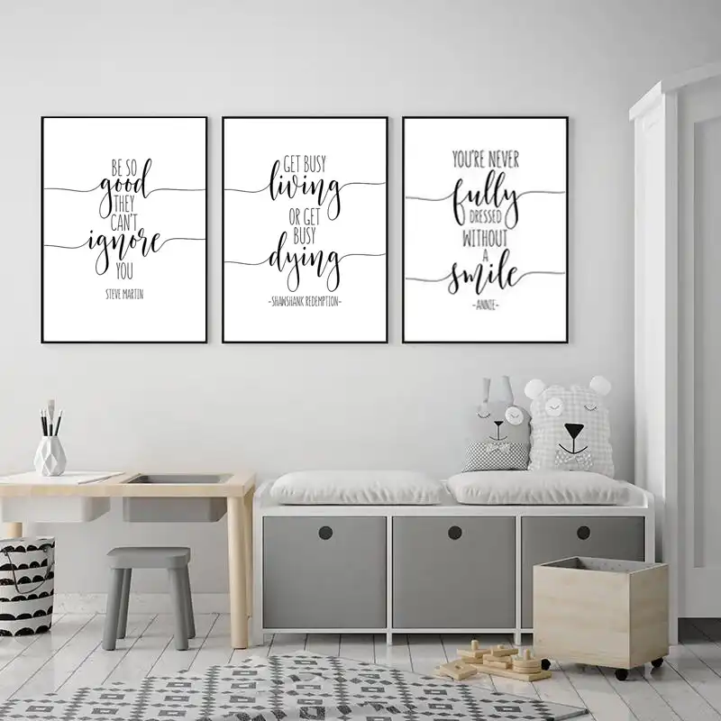Minimalist Motivational Quotes Black White Canvas Painting Poster