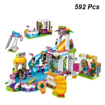 

768pcs Girls Building Blocks Swimming Pool Compatible Lepinglys Stacking Blocks Bricks Figures Kids Toys for Girls Friends